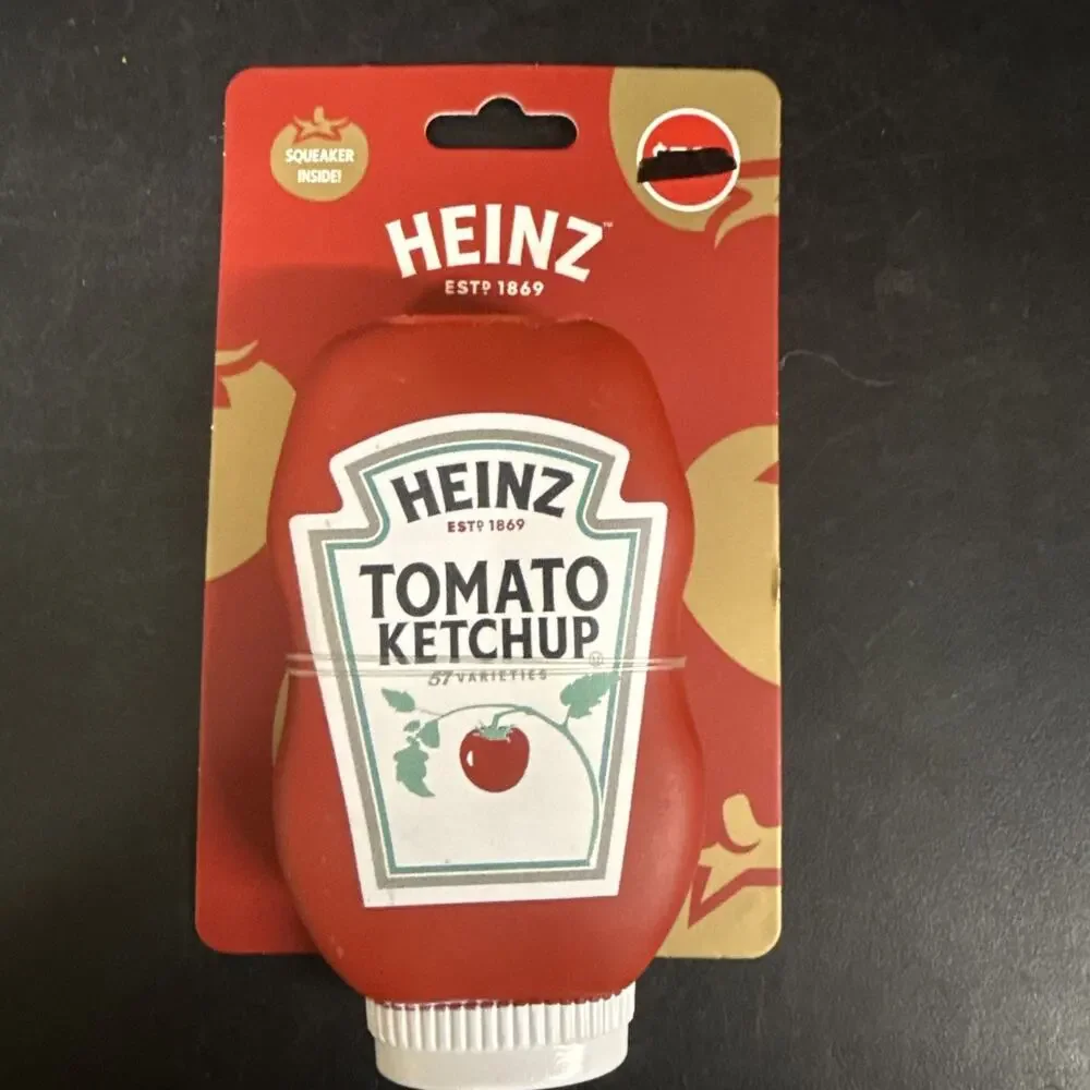 Brand New Heinz Tomato Ketchup Squeak Vinyl Dog Toy